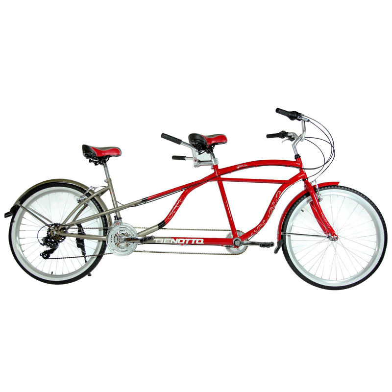 Bicicleta BENOTTO City TANDEM FOR 2 R26 21V. Shimano Frenos 'V' Acero Rojo/Plata Talla:UN