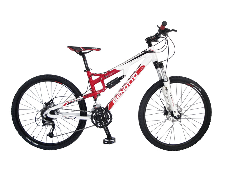 Bicicleta BENOTTO Montaña DS-900 R26 27V. Hombre Shimano Altus Frenos Doble Disco Hidraulico Aluminio Rojo/Blanco Talla:SM