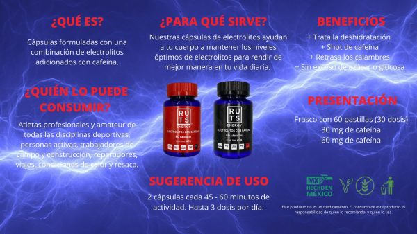 Ruts Energy Electrolitos Cafeína 30mg 60 pastillas