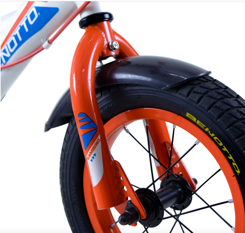 BENOTTO Bicicleta Infantil BAMBINO R12 1V. Niño Frenos Caliper Acero Blanco/Naranja Talla:UN