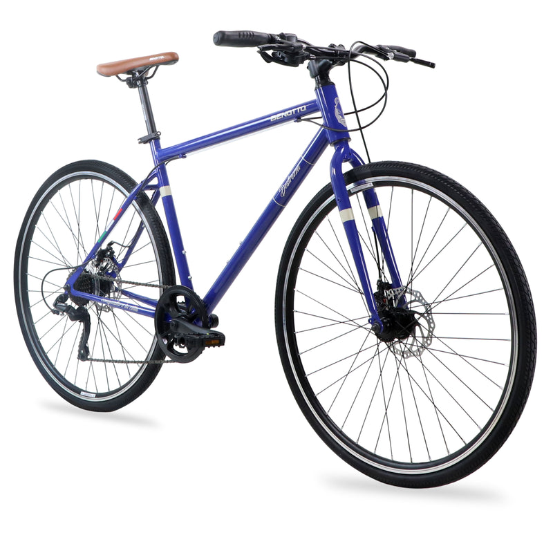 Bicicleta BENOTTO Hibrida DESTREZZA R700C 7V. Frenos Doble Disco Mecanico Acero Azul Talla:49