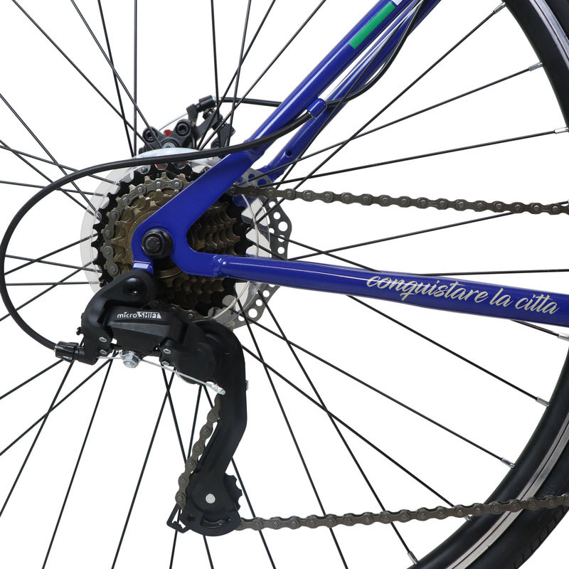 Bicicleta BENOTTO Hibrida DESTREZZA R700C 7V. Frenos Doble Disco Mecanico Acero Azul Talla:49