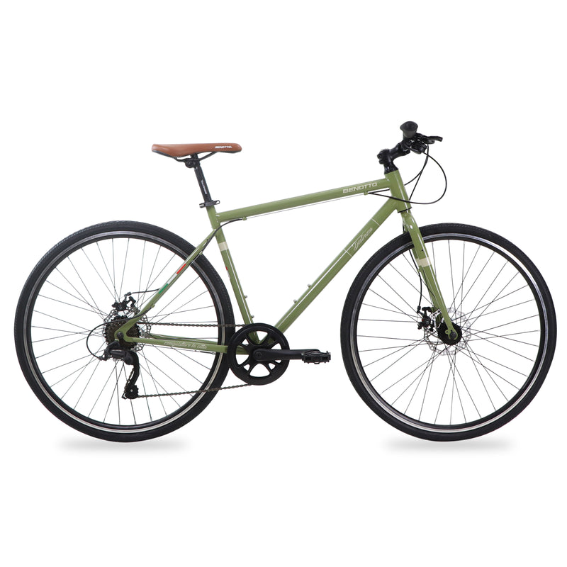 Bicicleta BENOTTO Hibrida DESTREZZA R700C 7V. Frenos Doble Disco Mecanico Acero Verde Talla:49