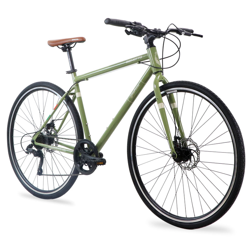 Bicicleta BENOTTO Hibrida DESTREZZA R700C 7V. Frenos Doble Disco Mecanico Acero Verde Talla:49