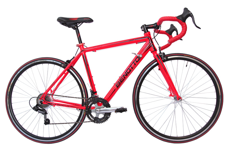 Bicicleta BENOTTO Ruta 570 R700 14V. Shimano TY18 Frenos Carrera Aluminio Rojo Neon Talla:54