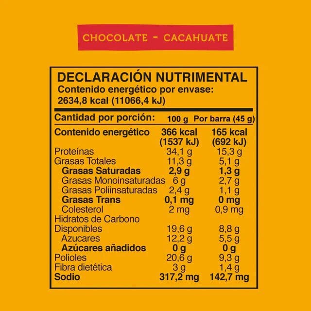 Barras Wild Protein Chocolate y Cacahuate c/16pzas.