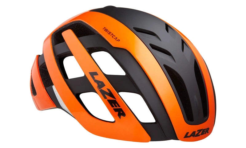 CASCO ROAD CENTURY NARANJA NEGRO FLASH + LED TALLA S