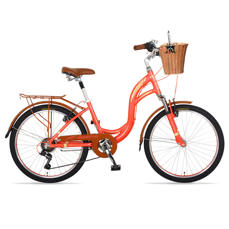 Bicicleta BENOTTO City CITY BIKE R24 7V. Mujer FS Sunrace Frenos 'V' Aluminio Naranja Talla:UN