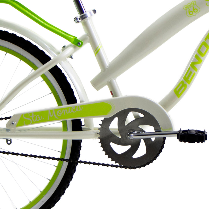 Bicicleta BENOTTO City STA. MONICA R24 1V. Mujer Frenos Contrapedal con Canastilla Acero Crema/Verde Claro Talla:UN