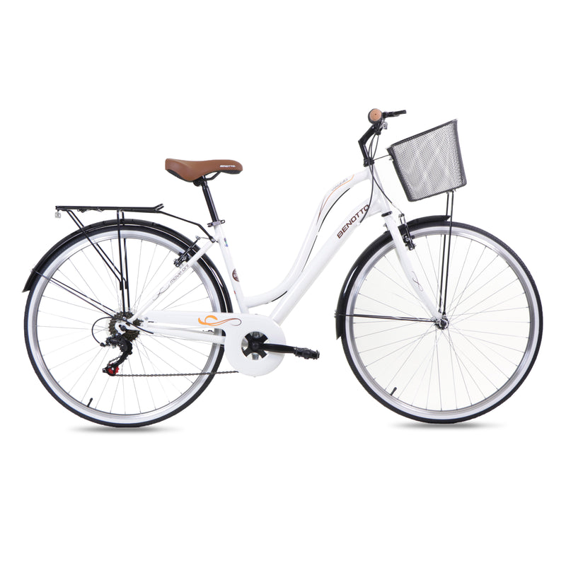 Bicicleta BENOTTO City VIAGGIO R700C 7V. Unisex Frenos 'V' Acero Blanco Talla:UN