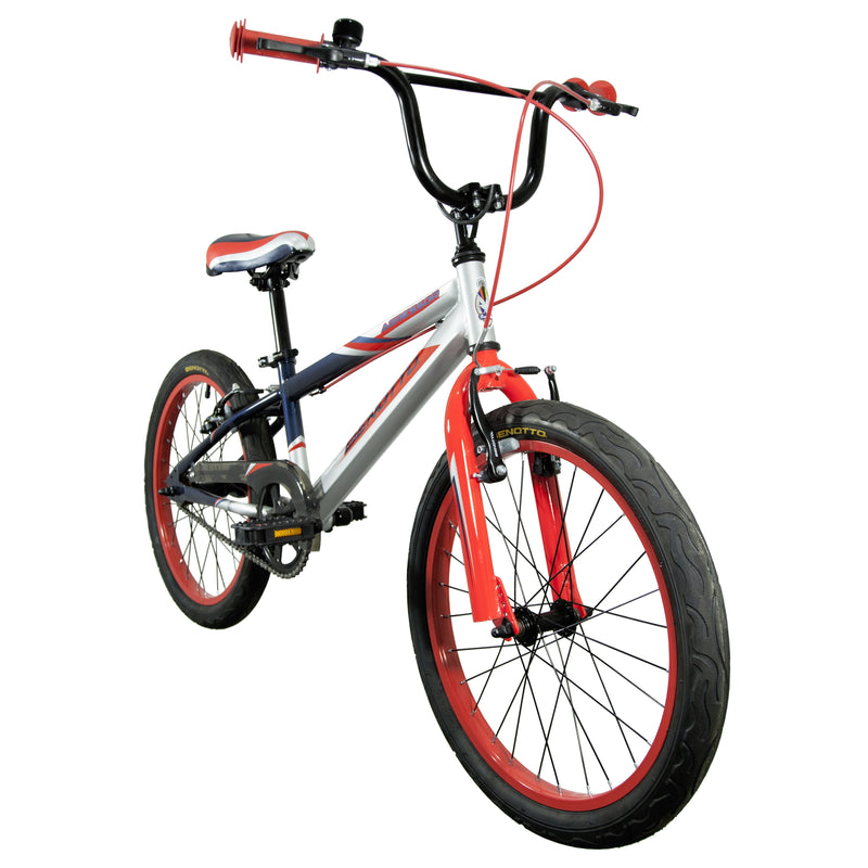 Bicicleta BENOTTO BMX AGRESSOR R20 1V. Niño Frenos 'V' Acero Azul Marino/Rojo Neon/Plata Talla:UN