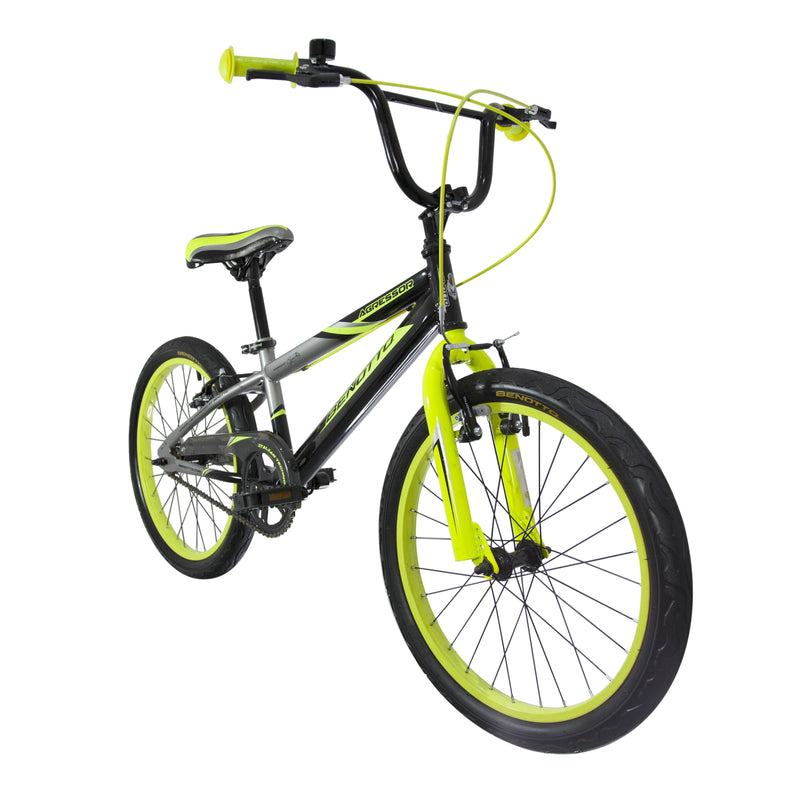 Bicicleta BENOTTO Cross AGRESSOR R20 1V. Niño Frenos 'V' Acero Negro/Gris/Amarillo Neon Talla:UN