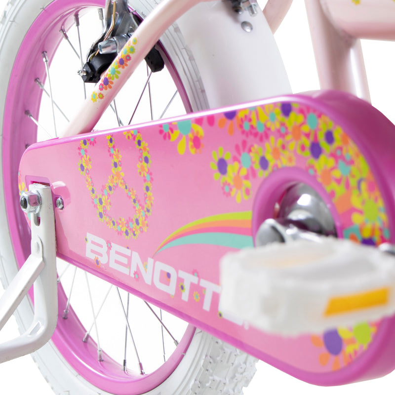 Bicicleta BENOTTO Cross FLOWER POWER R16 1V. Niña Frenos 'V' Acero Rosa Pastel/Rosa Aperlado Talla:UN