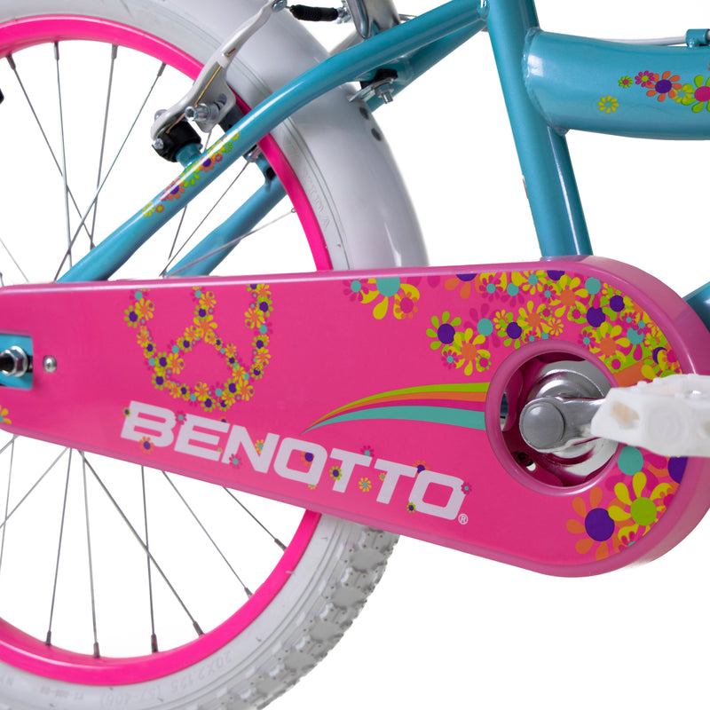 Bicicleta BENOTTO Cross FLOWER POWER R20 1V. Niña Frenos 'V' Acero Aqua/Rosa Brillante Talla:UN