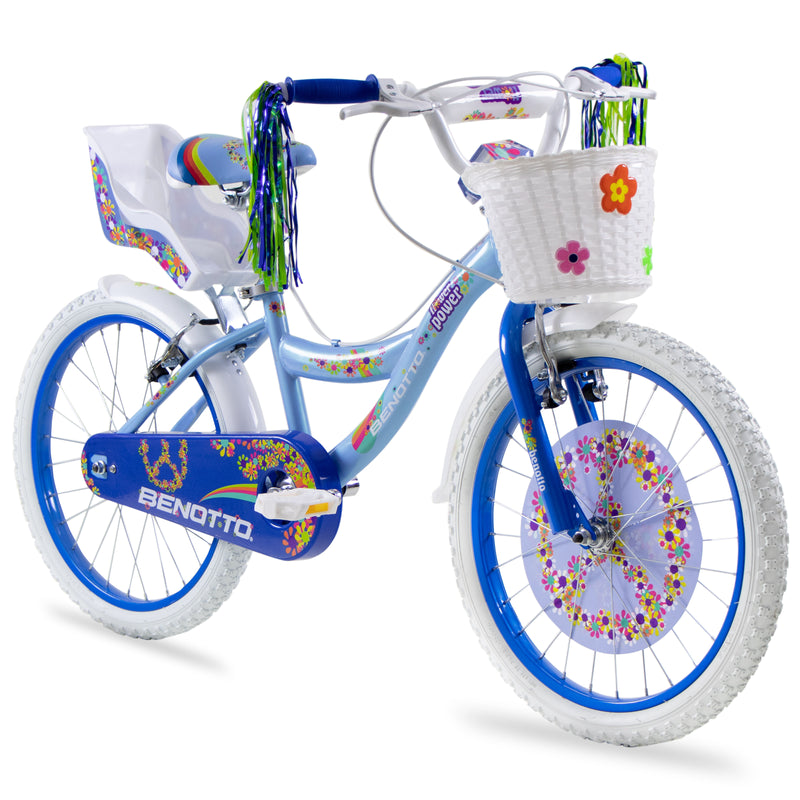 Bicicleta BENOTTO Cross FLOWER POWER R20 1V. Niña Frenos 'V' Acero Azul Frio/Azul Talla:UN