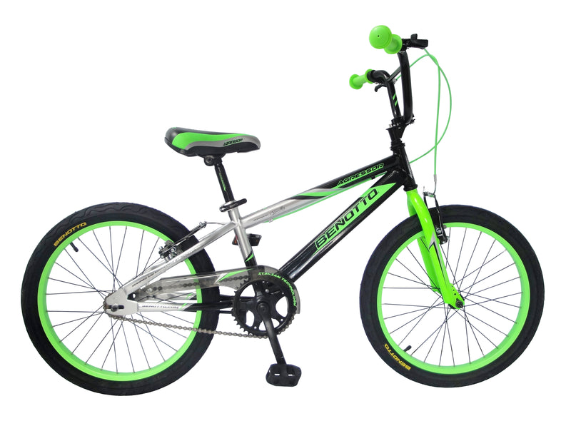 Bicicleta BENOTTO Cross AGRESSOR R20 1V. Niño Frenos 'V' Acero Negro/Gris/Verde Neon Talla:UN