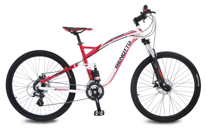 Bicicleta BENOTTO Montaña DS-800 R27.5 24V. Shimano Altus Frenos Doble Disco Mecanico Aluminio Rojo/Blanco/Negro Talla:SM