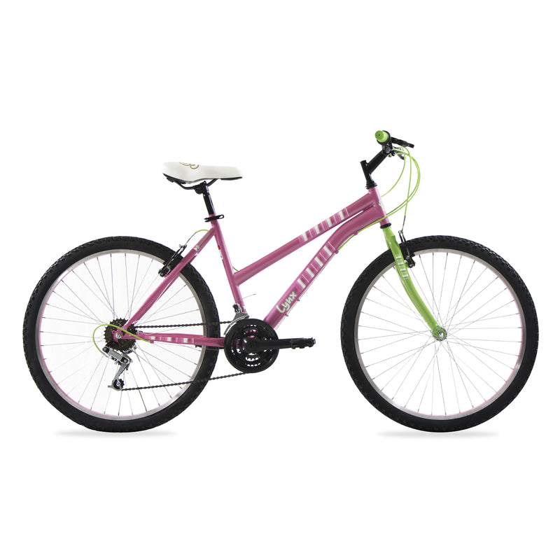 Bicicleta LYNX Montaña R26 18V. Mujer Frenos 'V' Acero Rosa Brillante/Verde Aperlado Talla:UN