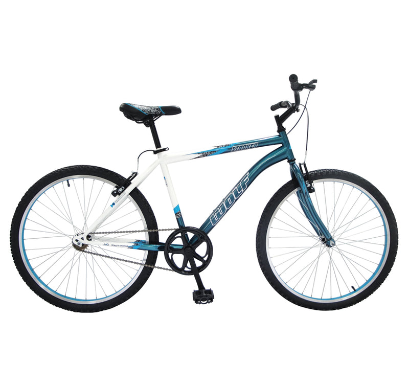 Bicicleta WOLF Montaña R26 1V. Hombre Frenos 'V' Acero Azul Tornasol/Blanco Talla:UN