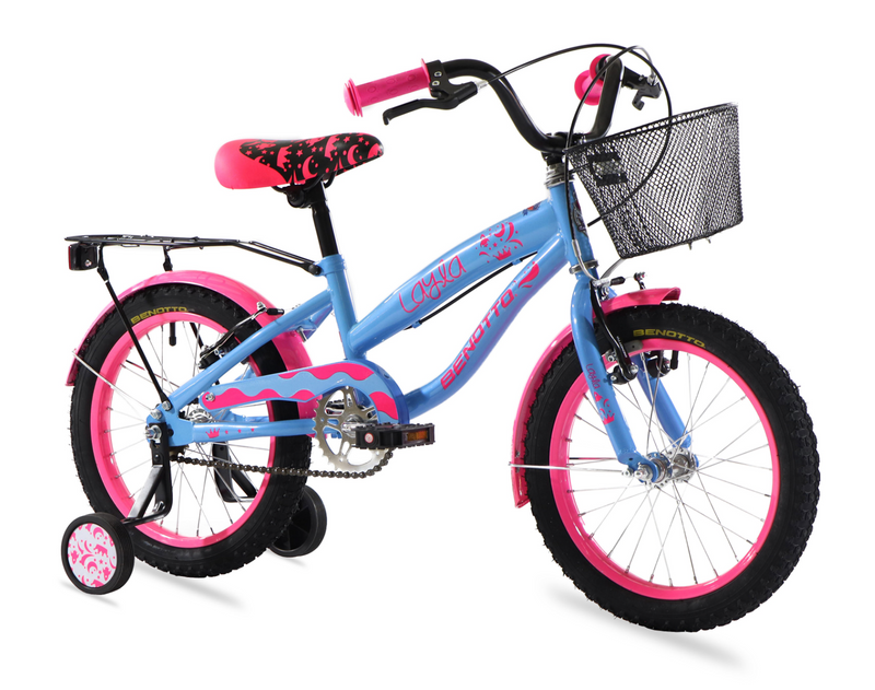 BENOTTO Bicicleta Infantil Cross LAYLA R16 1V. Niña Frenos V con Porta Bulto, Ruedas Laterales Acero Azul Talla:UN