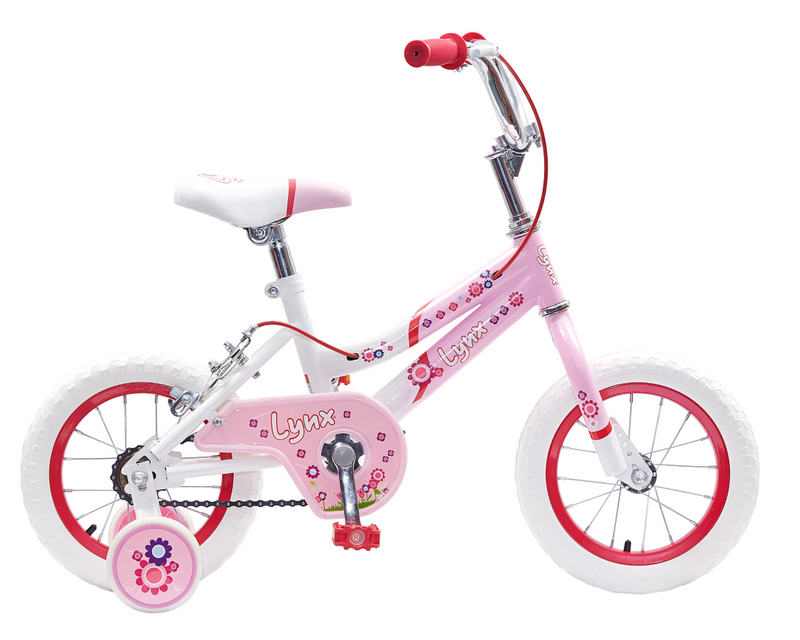 Bicicleta LYNX Infantil R12 1V. Niña Frenos V Ruedas Laterales Acero Rosa Pastel/Blanco Talla:UN