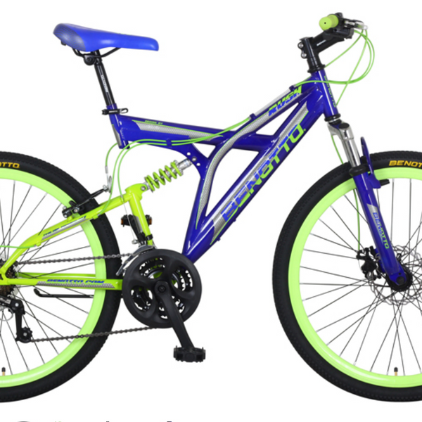 Bicicleta de Montaña Rodada 26 con 21 Velocidades, Suspensión/freno Disco  en Azul/Verde de Benotto Rush