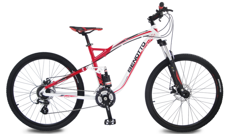 BENOTTO Bicicleta de Montaña DS-800 R27.5 24V. Shimano Altus Frenos Doble Disco Mecanico Aluminio Rojo/Blanco/Negro Talla:ML