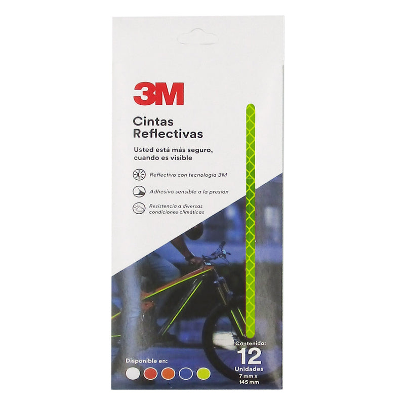 Cinta Reflectiva para Bicicleta 3M Amarillo (12pz 7mmx145mm)