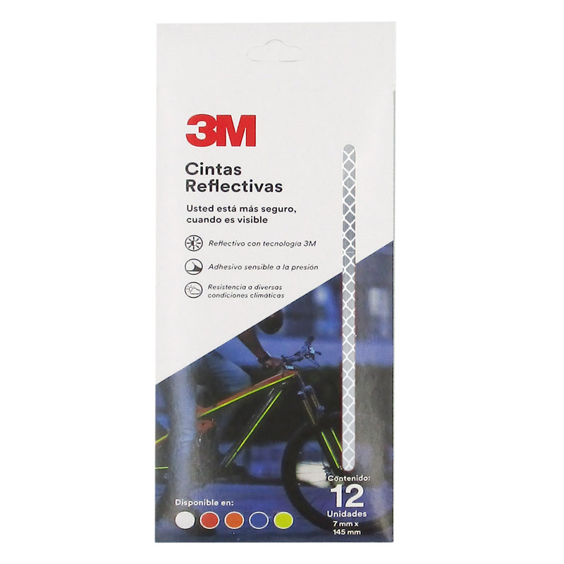 Cinta Reflectiva para Bicicleta 3M Blanco (12pz 7mmx145mm)