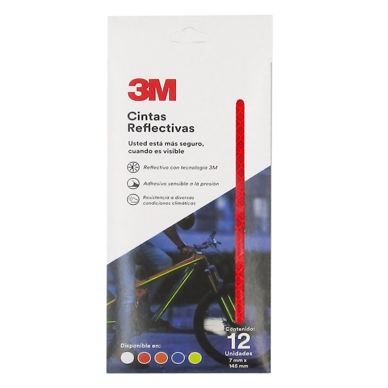 Cinta Reflectiva para Bicicleta 3M Rojo (12pz 7mmx145mm)