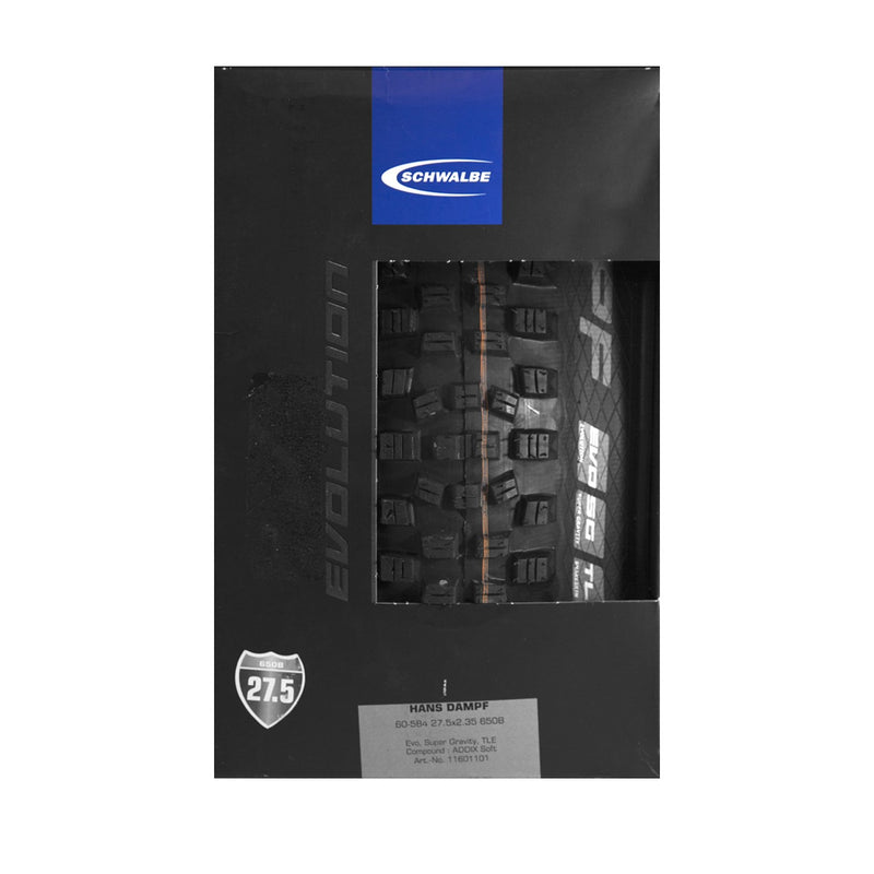 Llanta SCHWALBE 27.5X2.35 (60-584) Montaña HANS DAMPF Evolution Super Gravity AddiX Tubeless Easy Negro Doblable 11601101