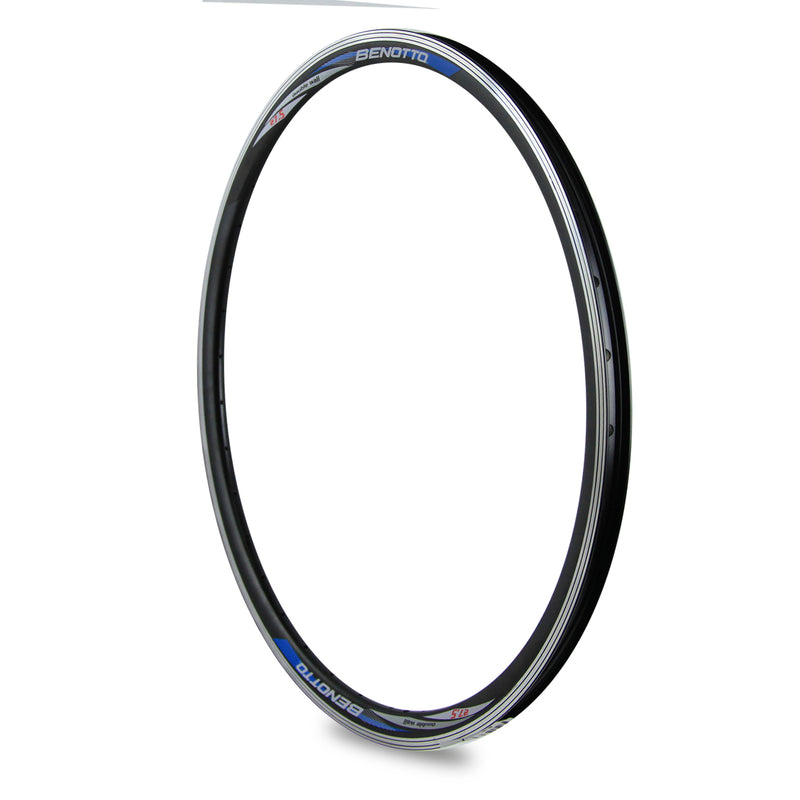 Rin BENOTTO 27.5x1.75 36B 14G Aluminio Negro Calcomania Azul Aero Doble Pared Mod. ZLA015B