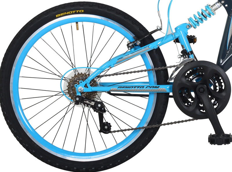 Bicicleta BENOTTO Montaña RUSH R24 21V. Hombre DS Sunrace Frenos Disco Delantero/'V' Trasero Acero Gris Oscuro/Azul Talla:UN