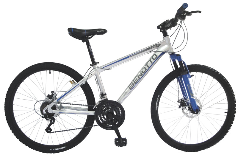 Bicicleta BENOTTO Montaña XC-5000 R26 21V. Sunrace Frenos Doble Disco Mecanico Aluminio Plata/Azul